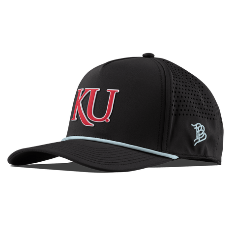 University of Kansas "KU Block" Curved 5 Panel Rope Black + Sky Blue Rope
