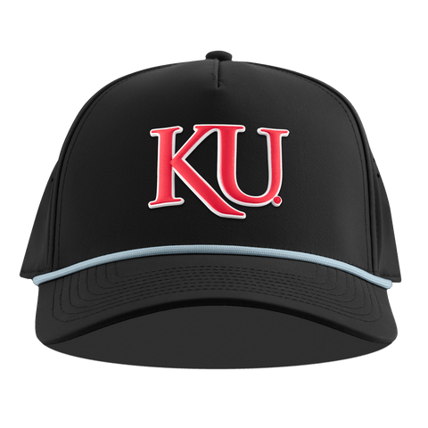 University of Kansas "KU Block" Curved 5 Panel Rope Black + Sky Blue Rope