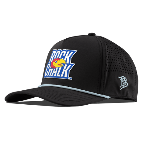 University of Kansas "Kansas Rock Chalk Block" Curved 5 Panel Rope Black + Sky Blue Rope