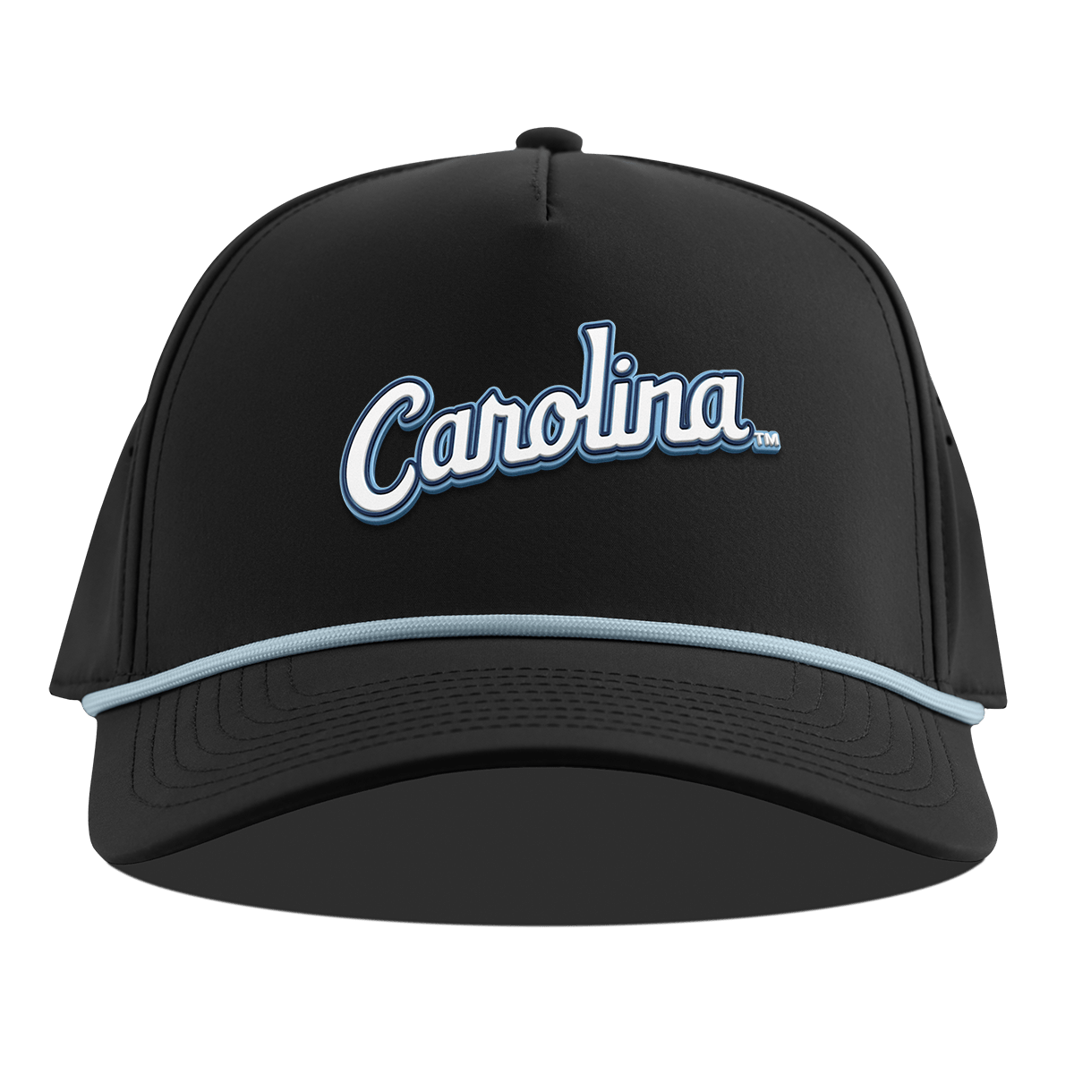 University of North Carolina "North Carolina Script" Curved 5 Panel Rope Black + Sky Blue Rope