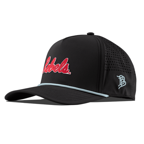 University of Mississippi "Ole Miss Crimson Rebels" Curved 5 Panel Rope Black + Sky Blue Rope