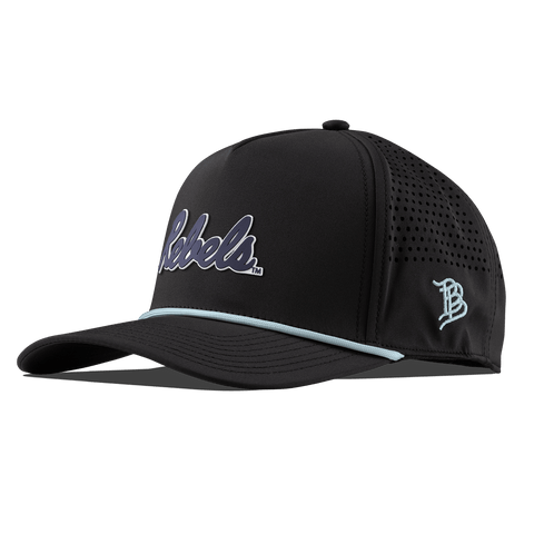 University of Mississippi "Ole Miss Navy Rebels" Curved 5 Panel Rope Black + Sky Blue Rope