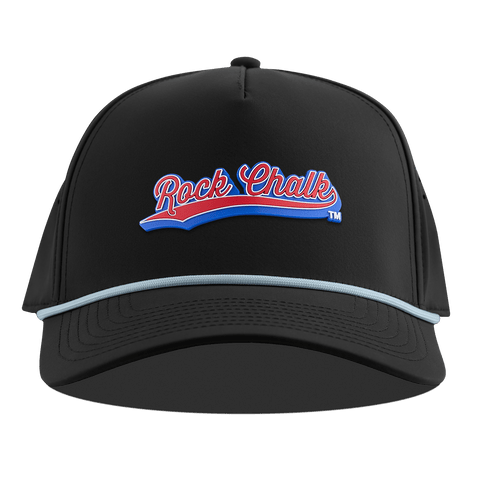 University of Kansas KU "Rock Chalk Red and Blue Script" Curved 5 Panel Rope