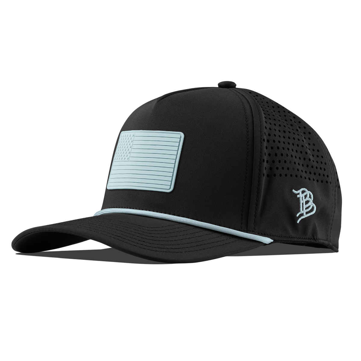 Contrast OG Curved 5 Panel Rope Black + Sky Blue Rpoe