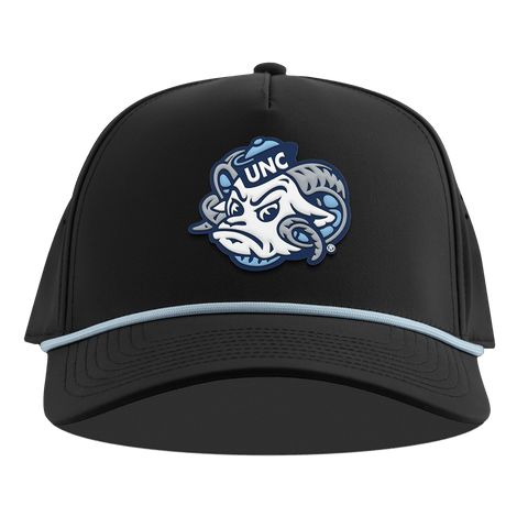University of North Carolina "UNC Rameses" Curved 5 Panel Rope Black + Sky Blue Rope