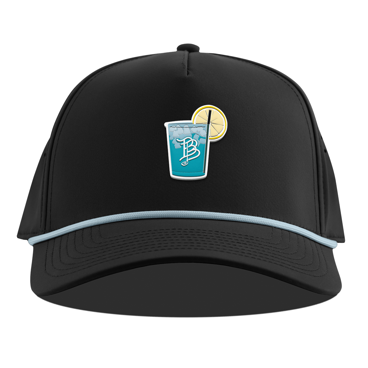 Water Hazard Curved 5 Panel Rope Black + Sky Blue Rope