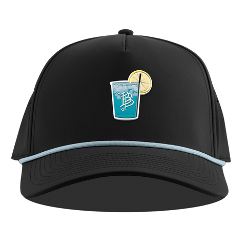 Water Hazard Curved 5 Panel Rope Black + Sky Blue Rope