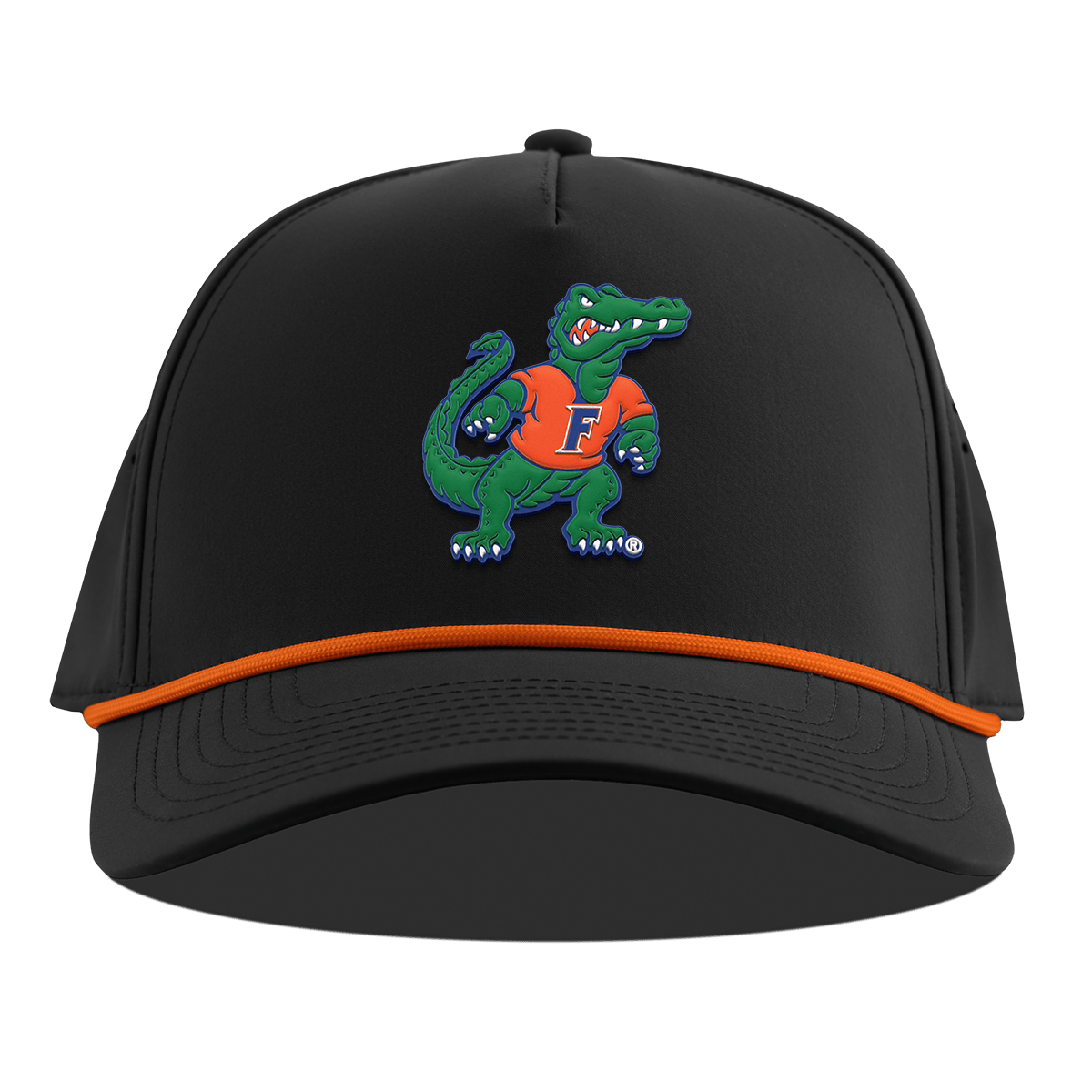 University of Florida "Albert The Gator" Curved 5 Panel Rope Black + Tangerine Rope