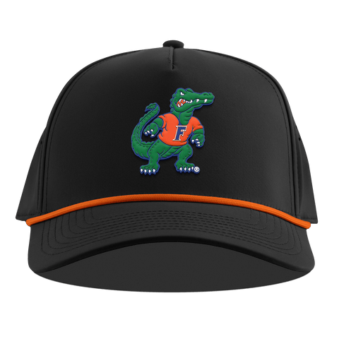 University of Florida "Albert The Gator" Curved 5 Panel Rope Black + Tangerine Rope