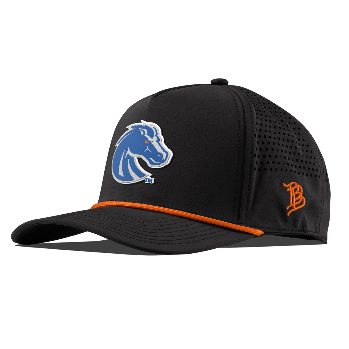 Boise State University "Boise State Broncos Gray" Curved 5 Panel Rope Black + Tangerine Rope