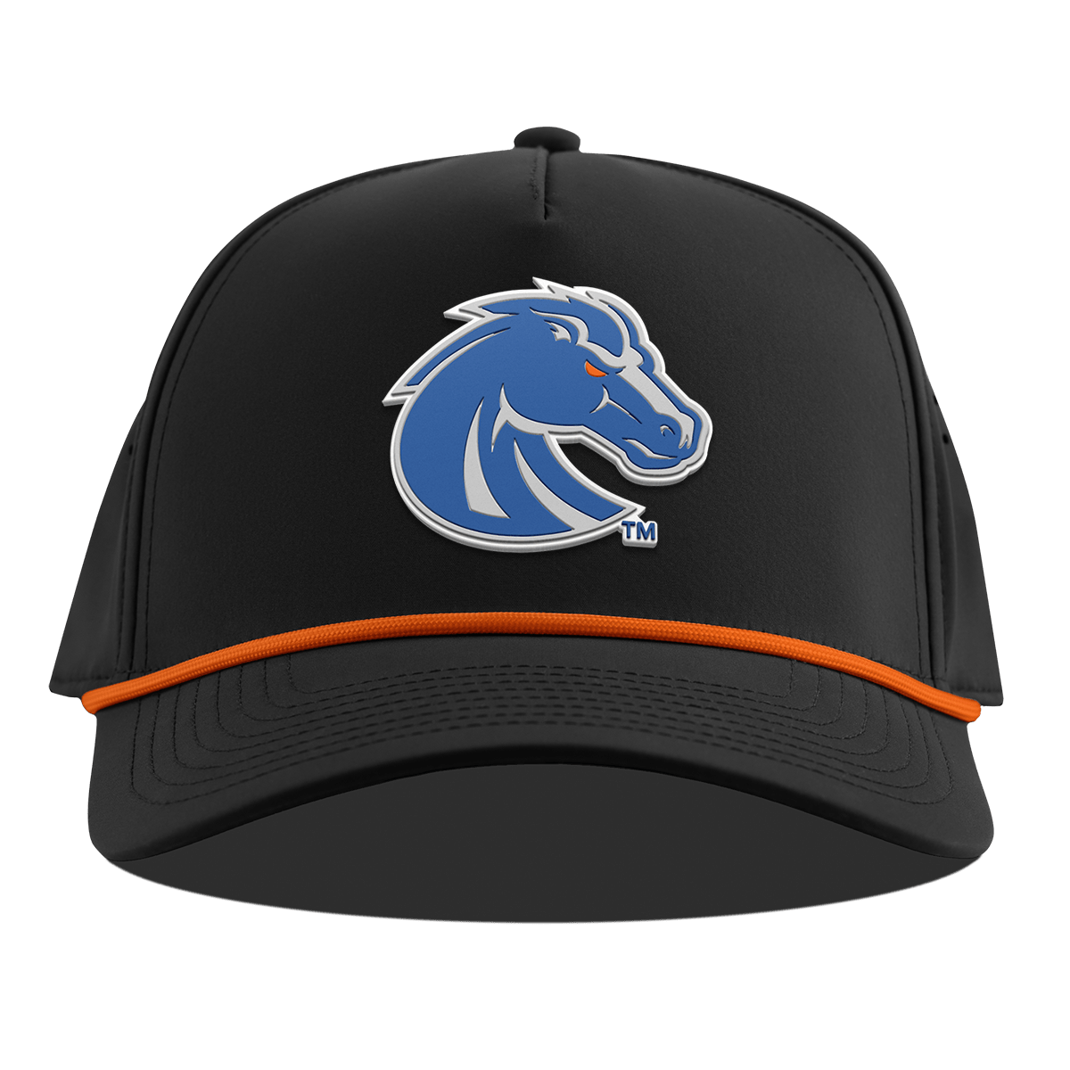 Boise State University "Boise State Broncos Gray" Curved 5 Panel Rope Black + Tangerine Rope