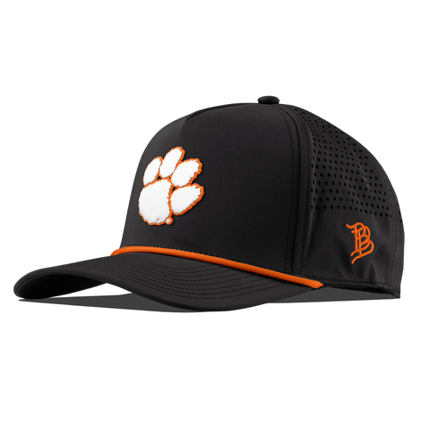 Clemson University "Clemson Tigers Paw White" Curved 5 Panel Rope Black + Tangerine Rope
