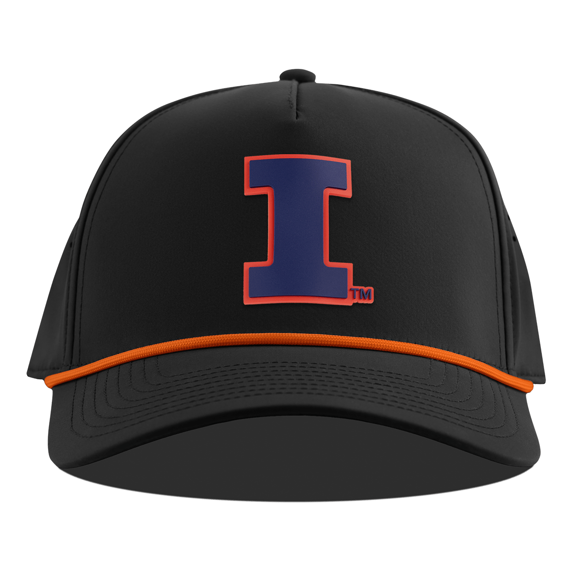 University of Illinois "Fighting Illini Navy" Curved 5 Panel Rope Black + Tangerine Rope