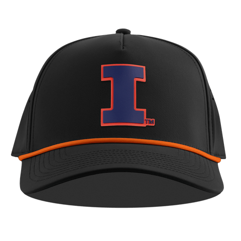 University of Illinois "Fighting Illini Navy" Curved 5 Panel Rope Black + Tangerine Rope