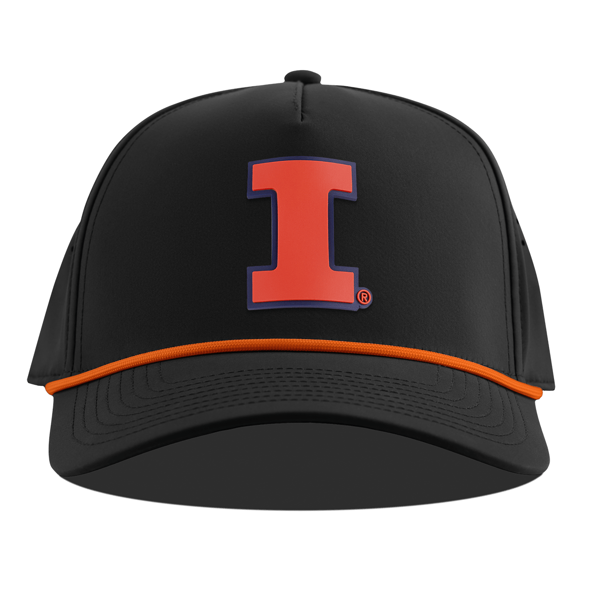 University of Illinois "Fighting Illini Orange" Curved 5 Panel Rope Black + Tangerine Rope