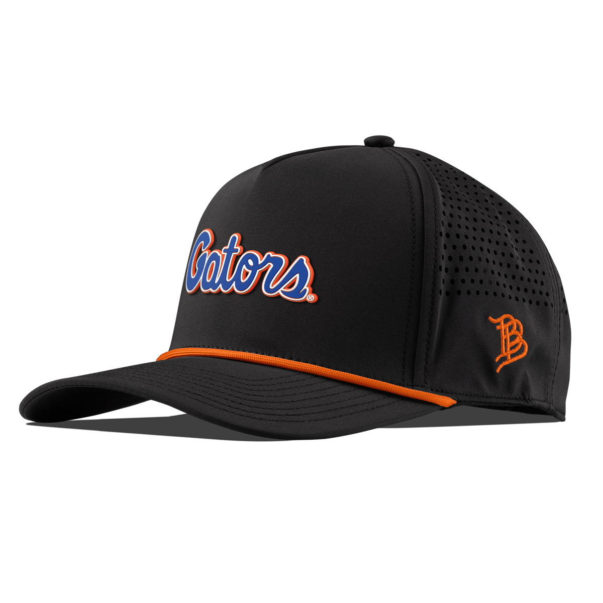 University of Florida "Gator Script" Curved 5 Panel Rope Black + Tangerine Rope