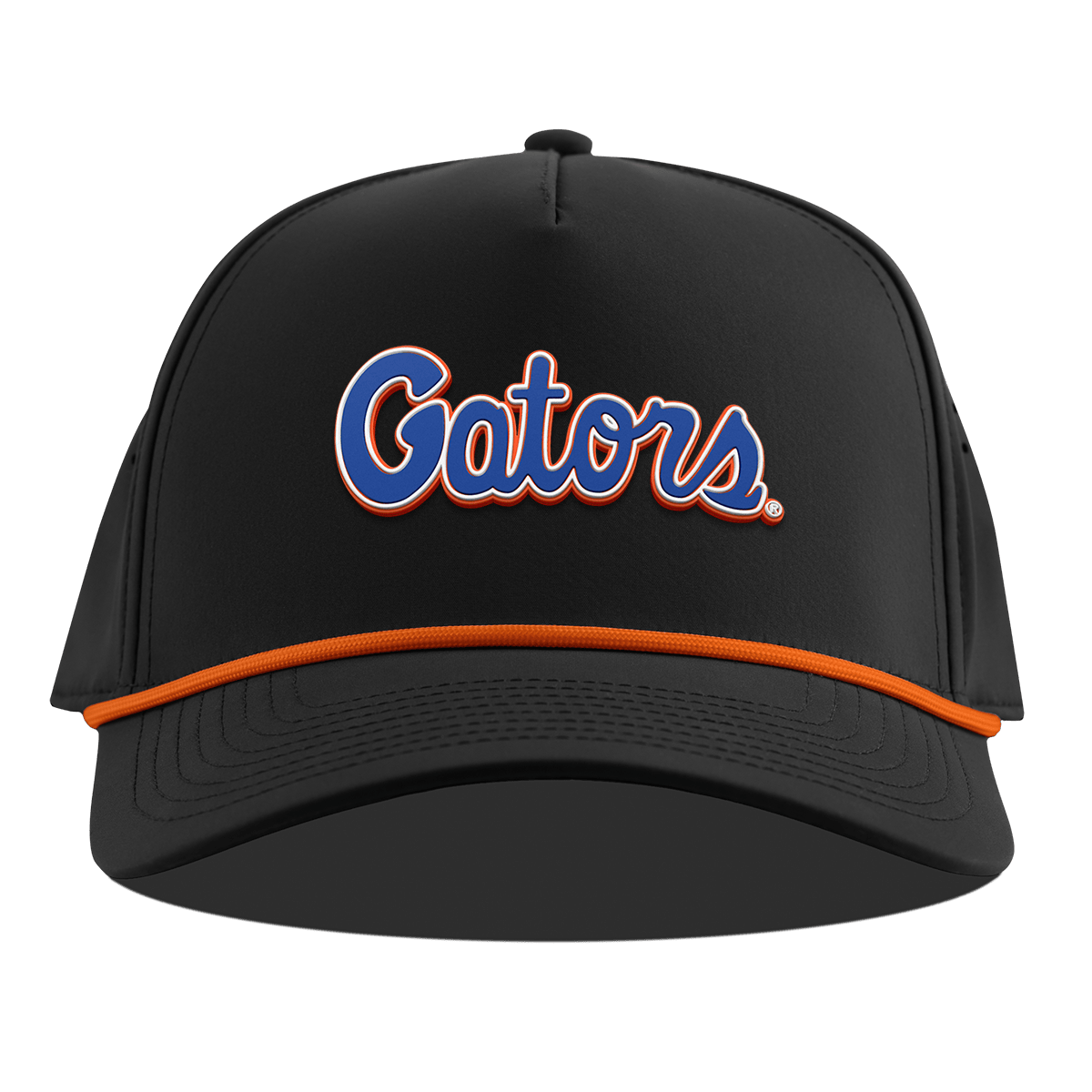 University of Florida "Gator Script" Curved 5 Panel Rope Black + Tangerine Rope