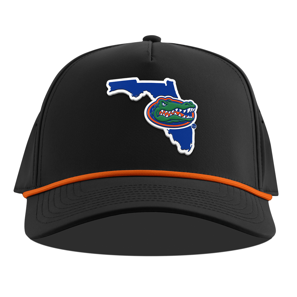 University of Florida "Gator State" Curved 5 Panel Rope Black + Tangerine Rope