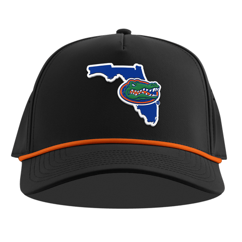 University of Florida "Gator State" Curved 5 Panel Rope Black + Tangerine Rope
