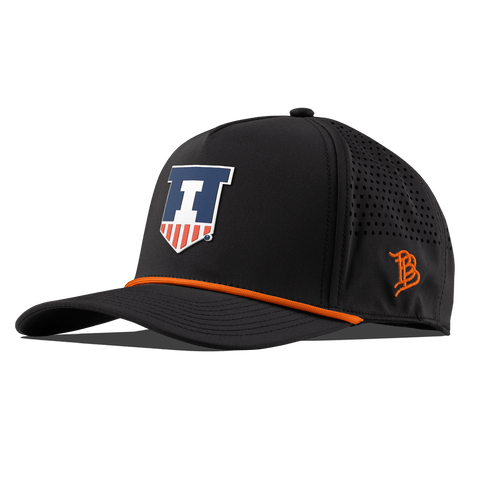 University of Illinois "Illinois Athletics" Curved 5 Panel Rope Black + Tangerine Rope