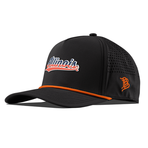 University of Illinois "Illinois Script" Curved 5 Panel Rope Black + Tangerine Rope