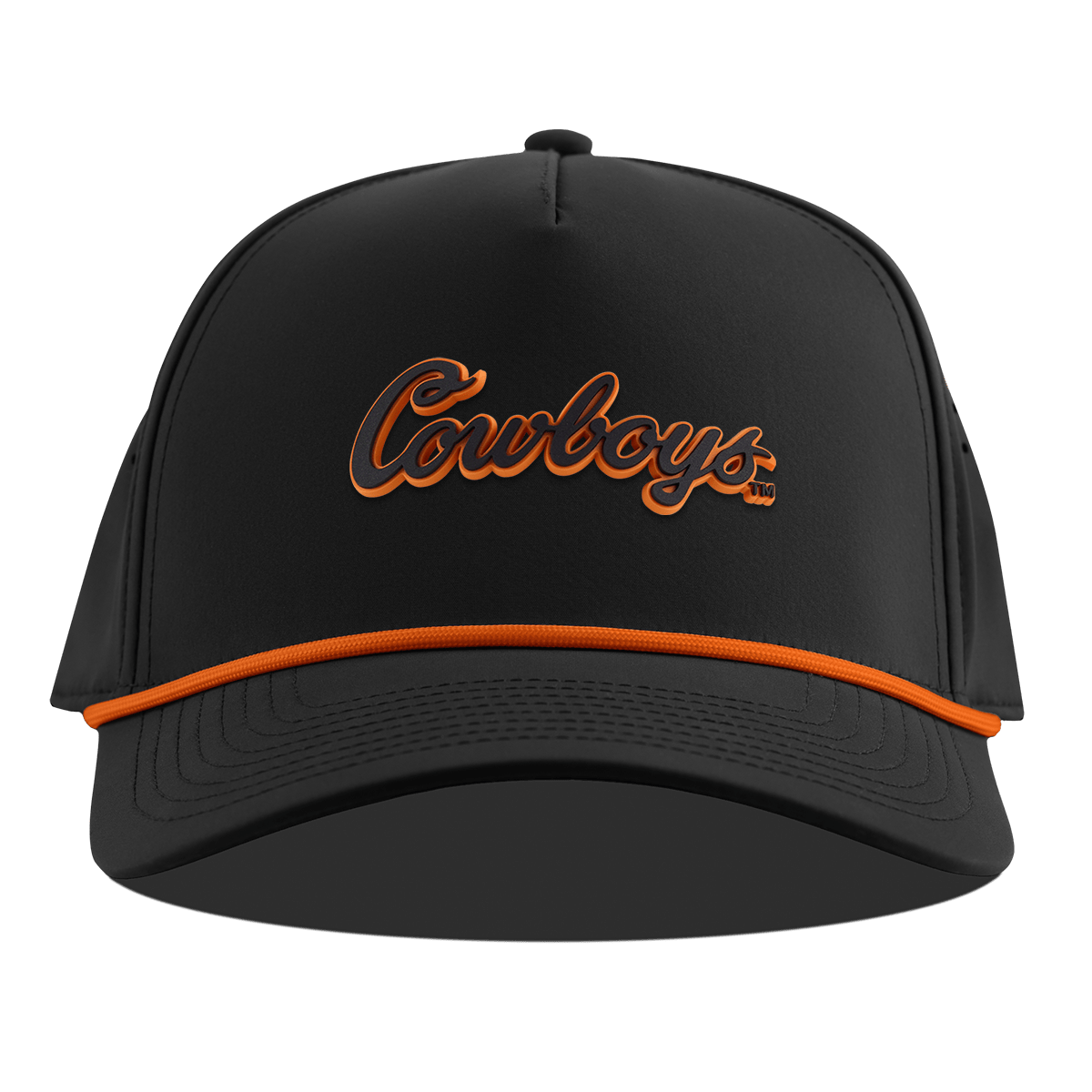 Oklahoma State University "Oklahoma State Cowboys" Curved 5 Panel Rope Black + Tangerine Rope