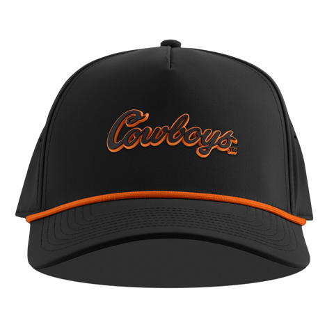 Oklahoma State University "Oklahoma State Cowboys" Curved 5 Panel Rope Black + Tangerine Rope