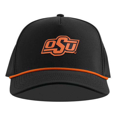 Oklahoma State University "OSU Team Logo" Curved 5 Panel Rope Black + Tangerine Rope