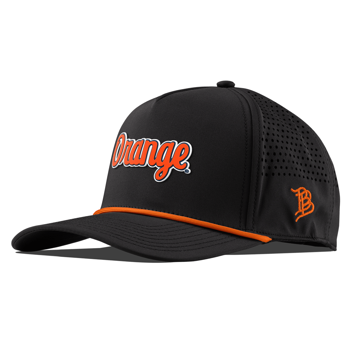 Syracuse University "Orange Throwback Script" Curved 5 Panel Rope Black + Tangerine Rope
