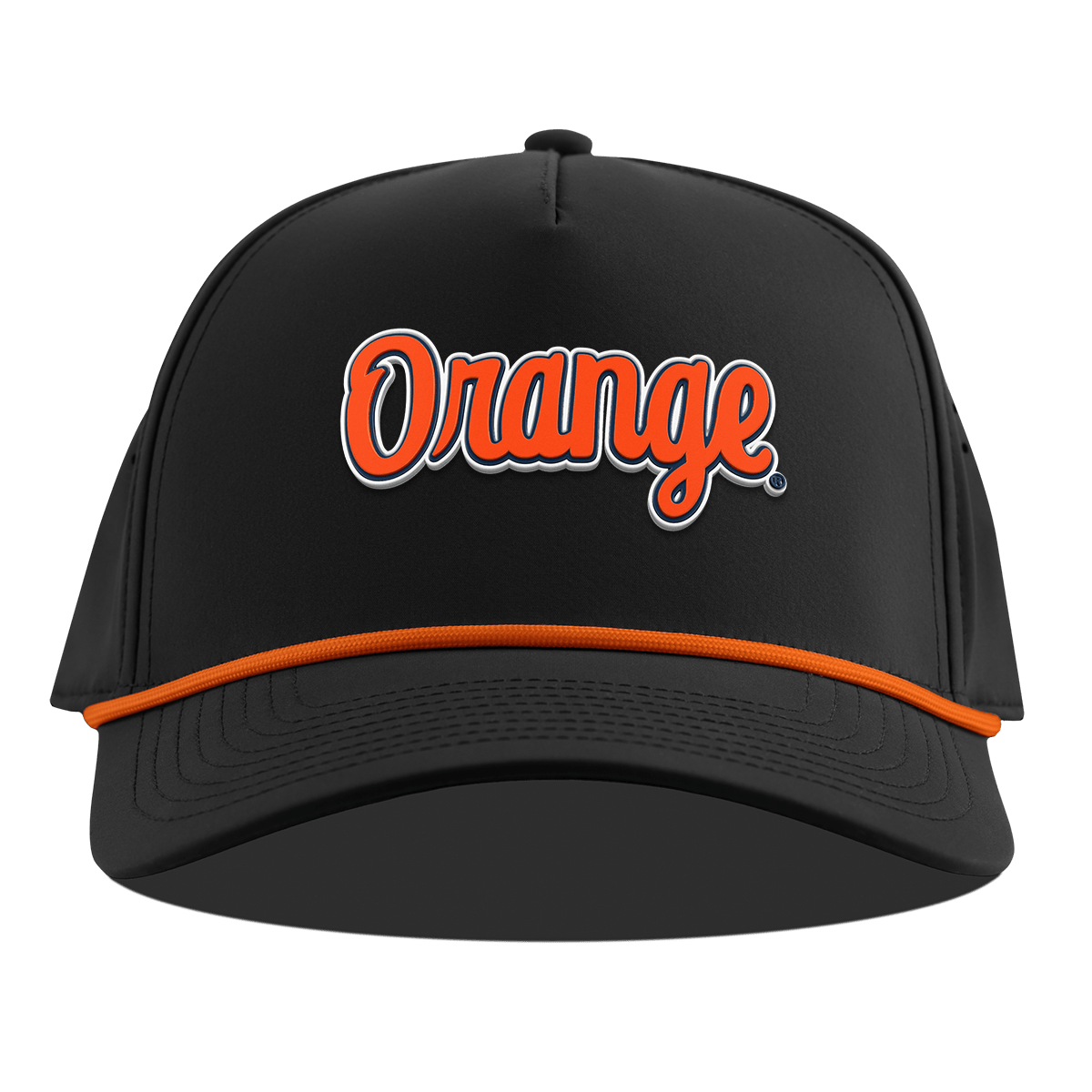 Syracuse University "Orange Throwback Script" Curved 5 Panel Rope Black + Tangerine Rope