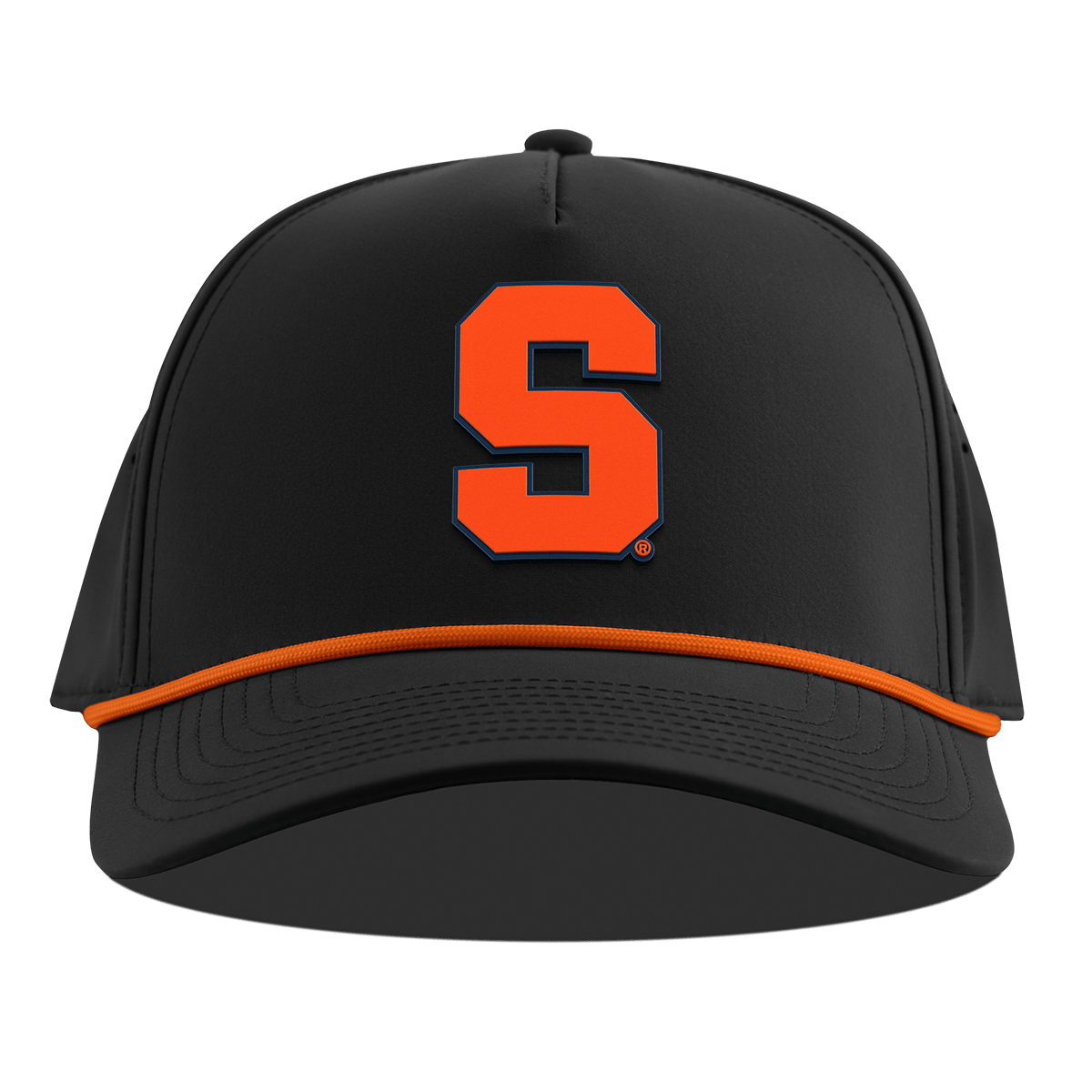 Syracuse University "Syracuse Orange Block" Curved 5 Panel Rope Black + Tangerine Rope