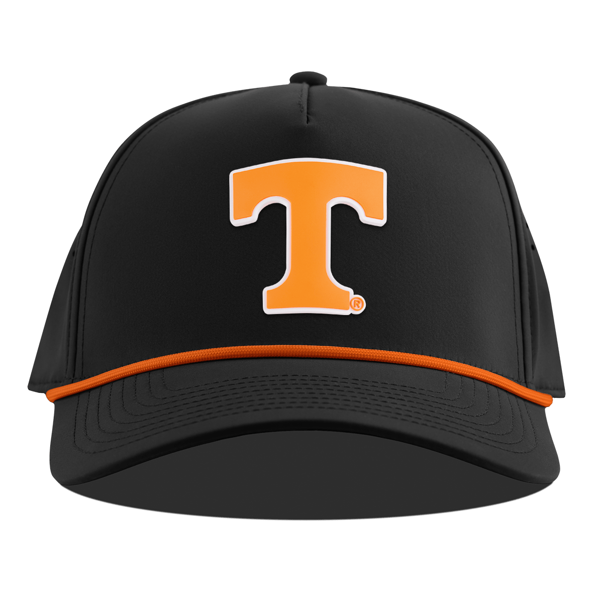 University of Tennessee "Tennessee Block" Curved 5 Panel Rope Black + Tangerine Rope