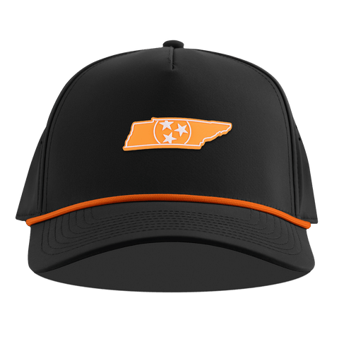 University of Tennessee "Tennessee Orange" Curved 5 Panel Rope Black + Tangerine Rope