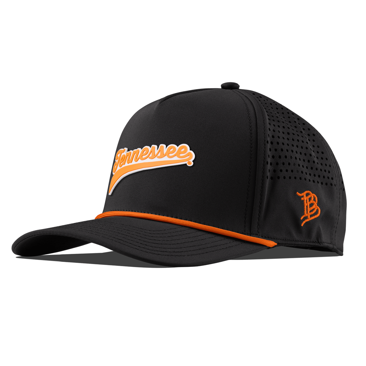 University of Tennessee "Tennessee Script" Curved 5 Panel Rope Black + Tangerine Rope