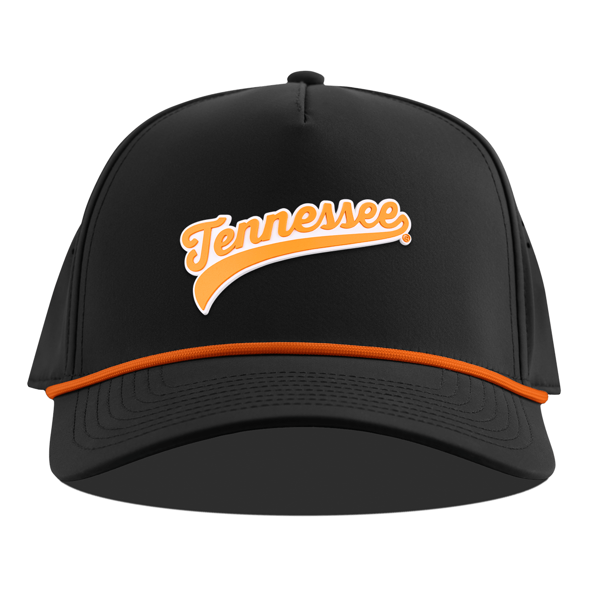 University of Tennessee "Tennessee Script" Curved 5 Panel Rope Black + Tangerine Rope