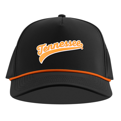University of Tennessee "Tennessee Script" Curved 5 Panel Rope Black + Tangerine Rope