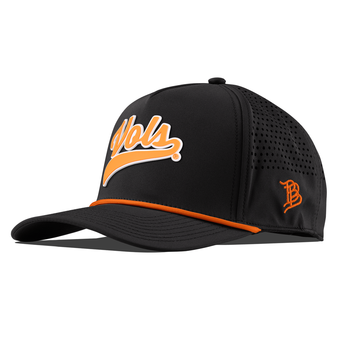 University of Tennessee "Tennessee Vols Script" Curved 5 Panel Rope Black + Tangerine Rope