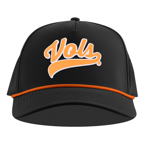 University of Tennessee "Tennessee Vols Script" Curved 5 Panel Rope Black + Tangerine Rope
