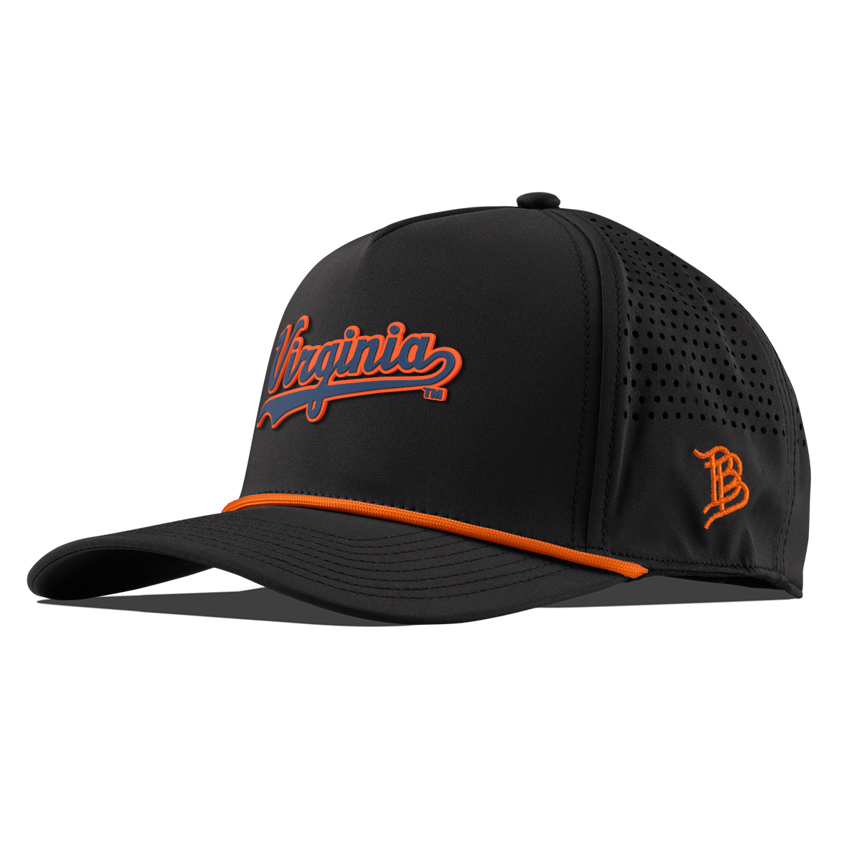 University of Virginia "Virginia Script" Curved 5 Panel Rope Black + Tangerine Rope