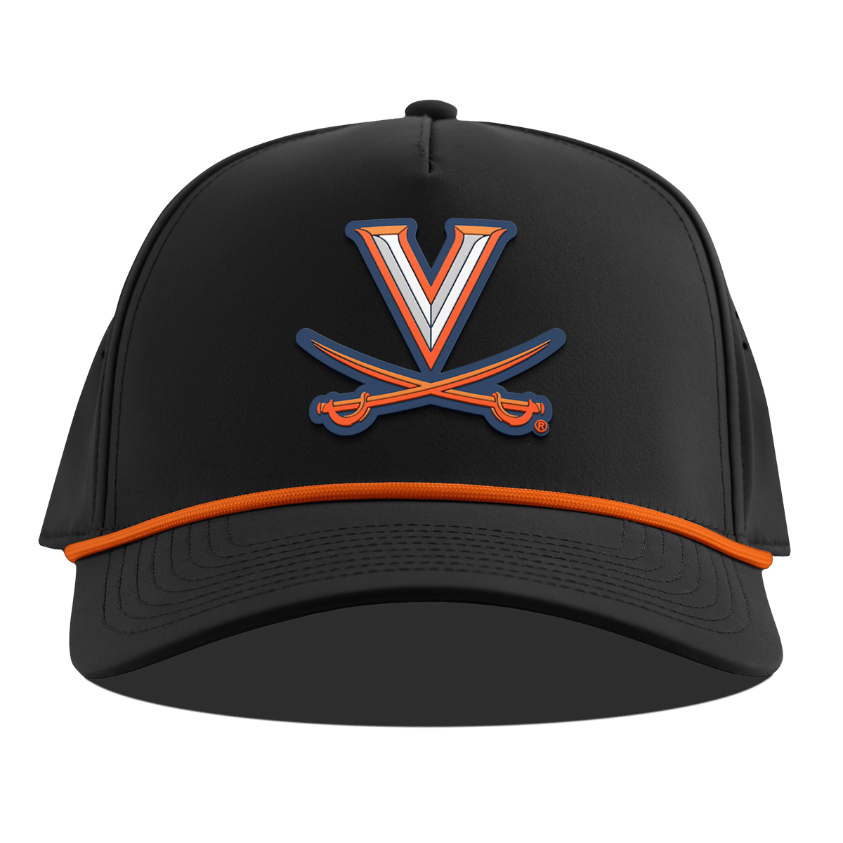 University of Virginia "Virginia Team Logo" Curved 5 Panel Rope Black + Tangerine Rope