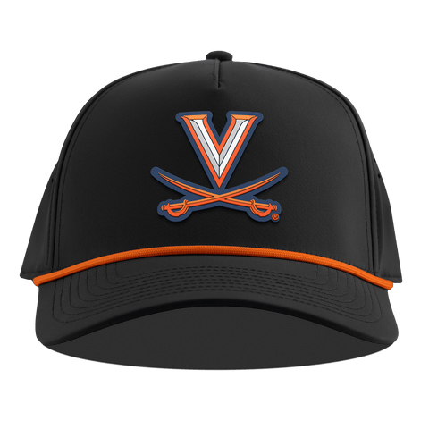 University of Virginia "Virginia Team Logo" Curved 5 Panel Rope Black + Tangerine Rope