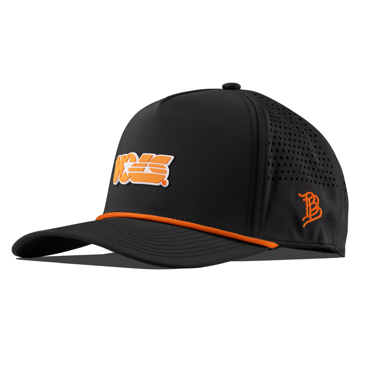 University of Tennessee "Tennessee Vols Block" Curved 5 Panel Rope Black + Tangerine Rope