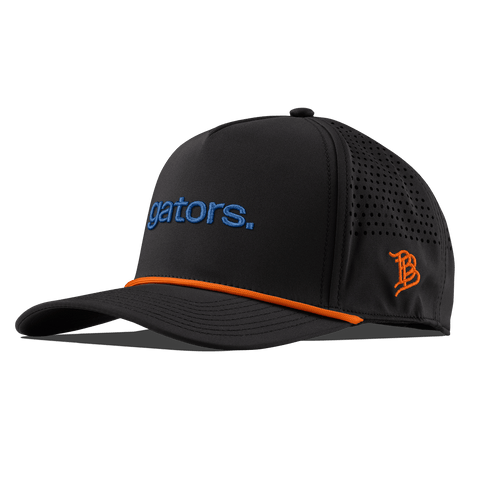 University of Florida "gators." Curved 5 Panel Rope Black + Tangerine Rope