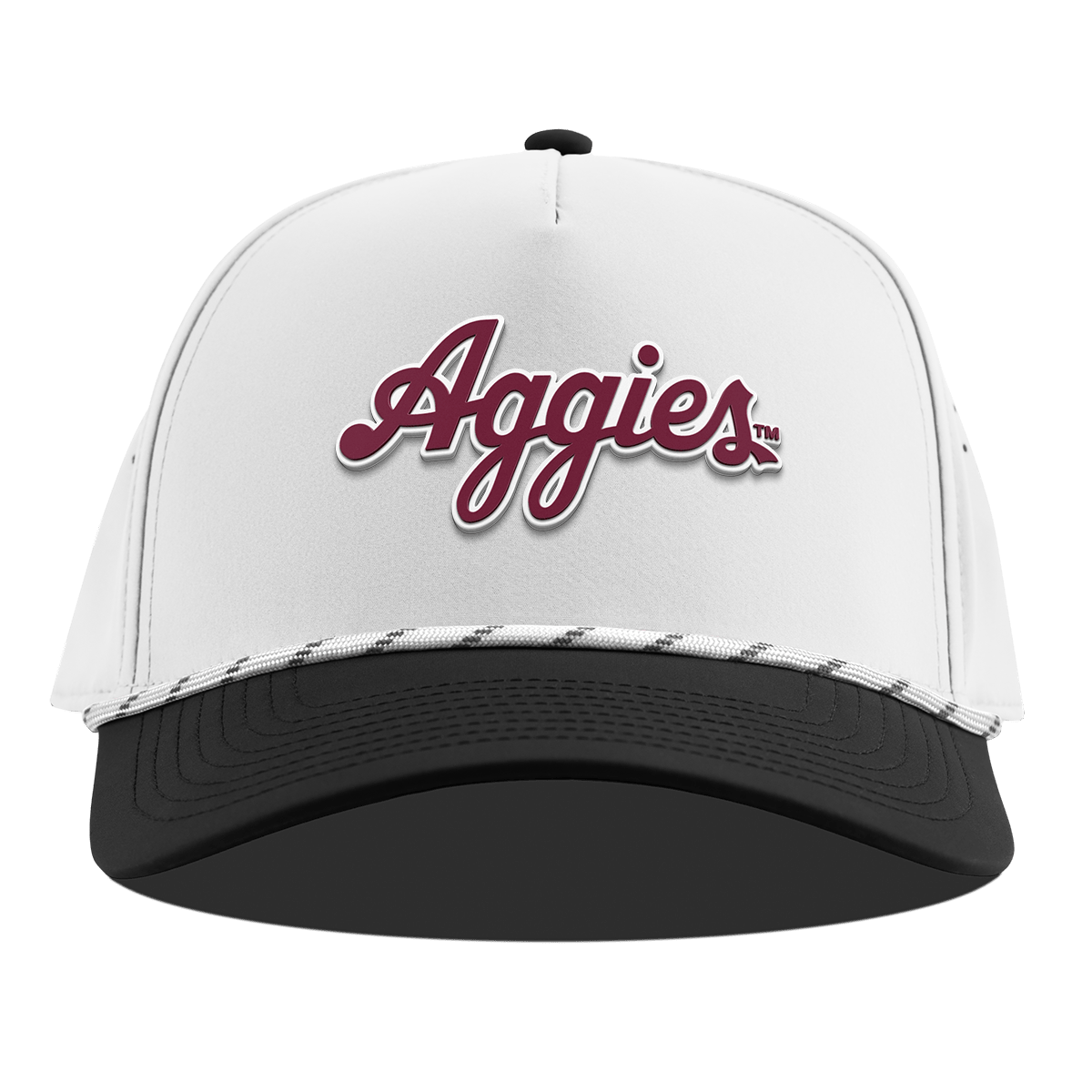 Texas A&M University "Aggies Script" Curved 5 Panel Rope White/Black