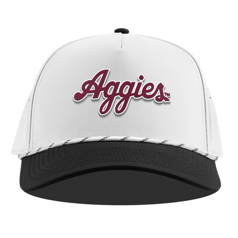 Texas A&M University "Aggies Script" Curved 5 Panel Rope White/Black