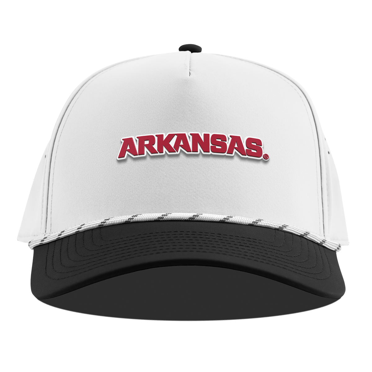 University of Arkansas "Arkansas Block" Curved 5 Panel Rope White/Black