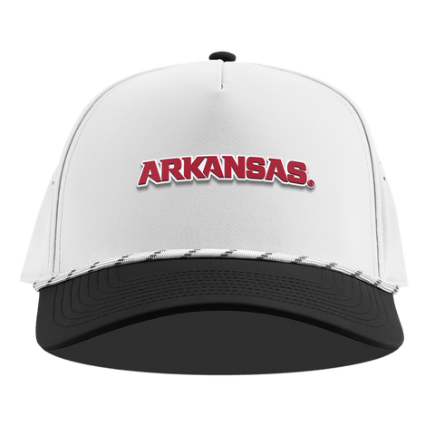 University of Arkansas "Arkansas Block" Curved 5 Panel Rope White/Black