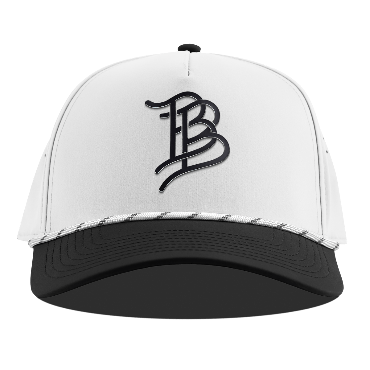Stacked BB Icon Curved 5 Panel Rope White/Black
