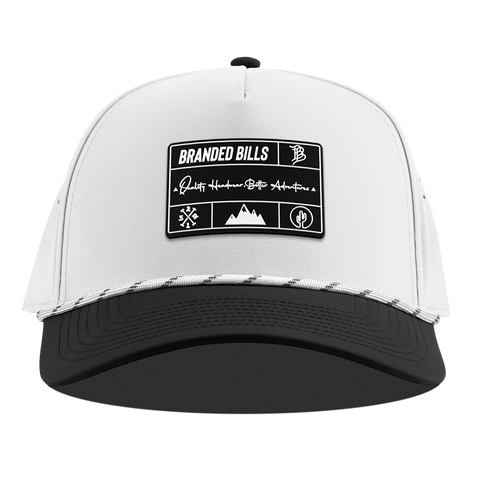 Branded Team Logo PVC Curved 5 Panel Rope White/Black