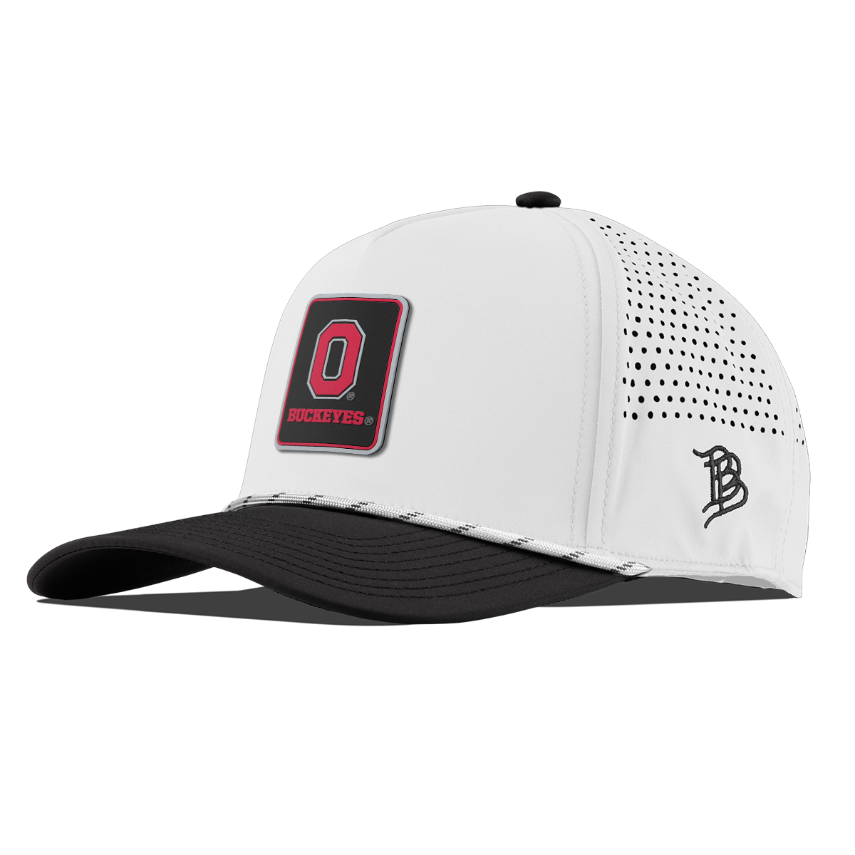 Ohio State University "Buckeyes Badge" Curved 5 Panel Rope White/Black
